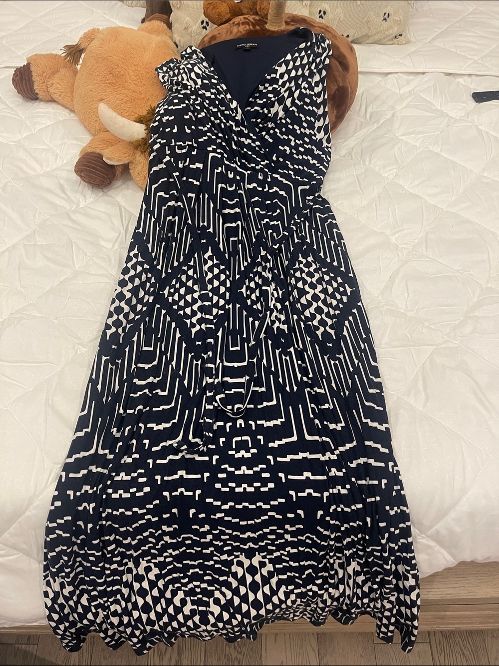 Women’s Black & White Geometric Wrap Dress